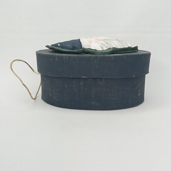 Vintage Christmas Ornament Money Box Old World Santa Blue Cardboard 1990s - Picture 6 of 8